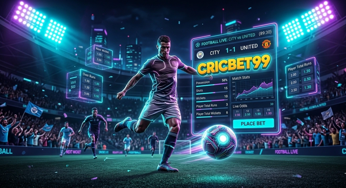 Football betting with live odds and real-time match interface on Cricbet99